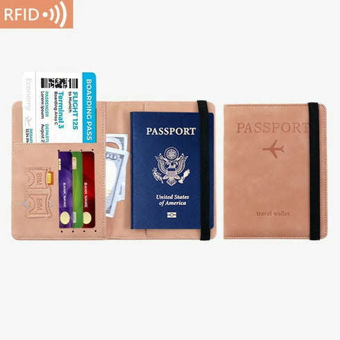 Travel Passport Holder with RFID Protection - Pink